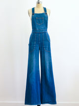 Denim Flare Overalls Jumpsuit arcadeshops.com