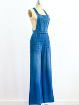 Denim Flare Overalls Jumpsuit arcadeshops.com