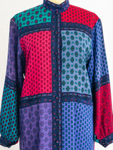 Bandana Print Long Sleeved Shirt Dress Dress arcadeshops.com