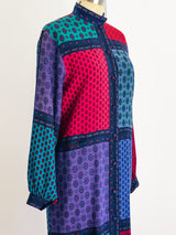 Bandana Print Long Sleeved Shirt Dress Dress arcadeshops.com