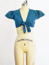 Paisley Tie Front Crop Top Top arcadeshops.com