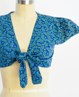 Paisley Tie Front Crop Top Top arcadeshops.com