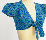 Paisley Tie Front Crop Top Top arcadeshops.com