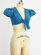 Paisley Tie Front Crop Top Top arcadeshops.com