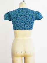 Paisley Tie Front Crop Top Top arcadeshops.com