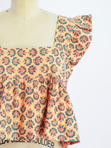 Floral Print Babydoll Crop Top Top arcadeshops.com