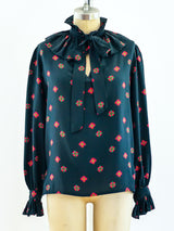 Yves Saint Laurent Floral Silk Blouse Top arcadeshops.com