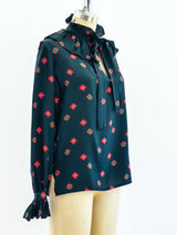 Yves Saint Laurent Floral Silk Blouse Top arcadeshops.com