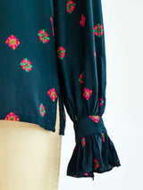Yves Saint Laurent Floral Silk Blouse Top arcadeshops.com