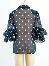 Yves Saint Laurent Ruffle Polka Dot Top Top arcadeshops.com