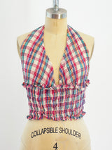 Plaid Cotton Gauze Halter Top arcadeshops.com