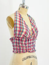 Plaid Cotton Gauze Halter Top arcadeshops.com
