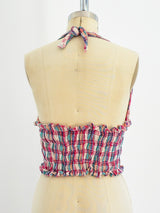 Plaid Cotton Gauze Halter Top arcadeshops.com