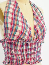 Plaid Cotton Gauze Halter Top arcadeshops.com