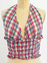 Plaid Cotton Gauze Halter Top arcadeshops.com