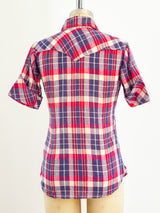 Plaid Cotton Gauze Short Sleeved Western Shirt Top arcadeshops.com