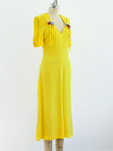 Ossie Clark Yellow Moss Crepe Dress Dress arcadeshops.com