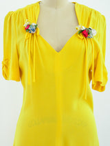 Ossie Clark Yellow Moss Crepe Dress Dress arcadeshops.com