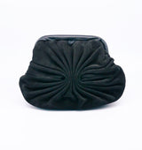 Black Suede Fan Pleat Convertible Clutch Accessory arcadeshops.com