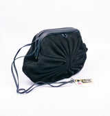 Black Suede Fan Pleat Convertible Clutch Accessory arcadeshops.com