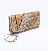 Carlos Falchi Beige Snakeskin Convertible Clutch Accessory arcadeshops.com