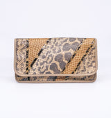 Carlos Falchi Beige Snakeskin Convertible Clutch Accessory arcadeshops.com