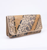 Carlos Falchi Beige Snakeskin Convertible Clutch Accessory arcadeshops.com