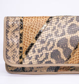 Carlos Falchi Beige Snakeskin Convertible Clutch Accessory arcadeshops.com