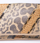 Carlos Falchi Beige Snakeskin Convertible Clutch Accessory arcadeshops.com