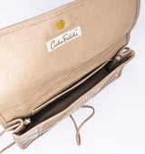 Carlos Falchi Beige Snakeskin Convertible Clutch Accessory arcadeshops.com