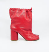 Margiela Red Leather Drawstring Tabi Boots, 39.5 Accessory arcadeshops.com