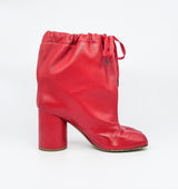 Margiela Red Leather Drawstring Tabi Boots, 39.5 Accessory arcadeshops.com
