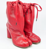 Margiela Red Leather Drawstring Tabi Boots, 39.5 Accessory arcadeshops.com