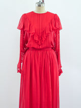 Christian Dior Red Silk Two Piece Set Dress arcadeshops.com