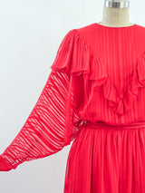 Christian Dior Red Silk Two Piece Set Dress arcadeshops.com