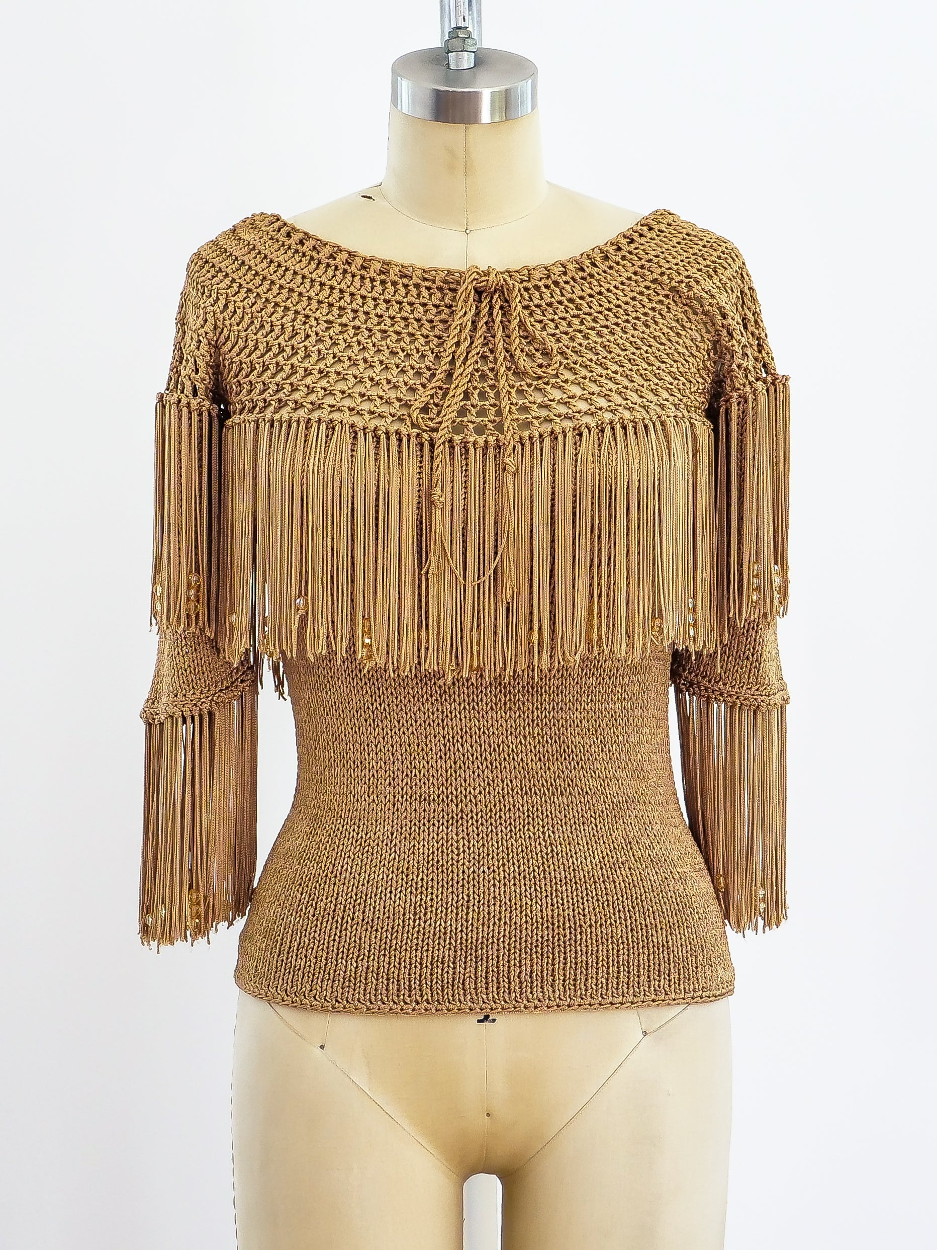 1960's Beaded Fringe Crochet Top