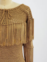1960's Beaded Fringe Crochet Top Top arcadeshops.com