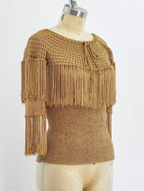 1960's Beaded Fringe Crochet Top Top arcadeshops.com