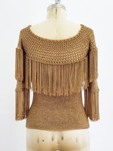 1960's Beaded Fringe Crochet Top Top arcadeshops.com