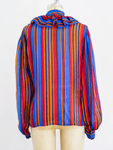 Lurex Stripe Tie Neck Blouse Top arcadeshops.com