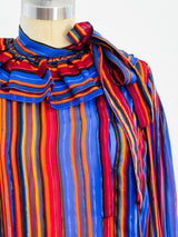 Lurex Stripe Tie Neck Blouse Top arcadeshops.com