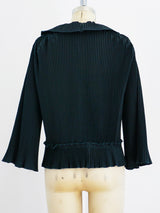 Black Ruffle Front Pleated Jacket Top arcadeshops.com
