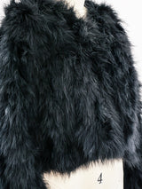 Black Marabou Feather Jacket Top arcadeshops.com
