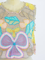 Pastel Floral Crochet Crop Top Top arcadeshops.com