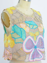 Pastel Floral Crochet Crop Top Top arcadeshops.com