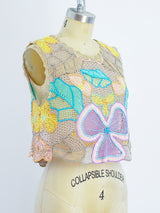 Pastel Floral Crochet Crop Top Top arcadeshops.com
