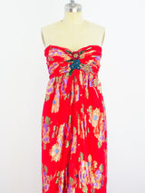 Oscar de la Renta Strapless Floral Dress Dress arcadeshops.com