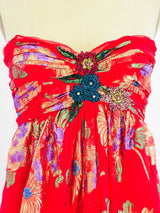 Oscar de la Renta Strapless Floral Dress Dress arcadeshops.com