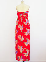 Oscar de la Renta Strapless Floral Dress Dress arcadeshops.com