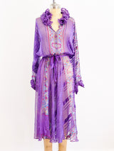Silk Chiffon Purple Printed Dress Dress arcadeshops.com